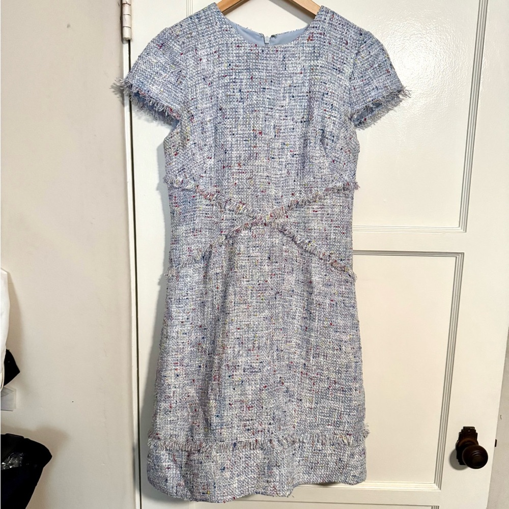Eliza J Light Blue Tweed Mini Dress - Size 6 Small